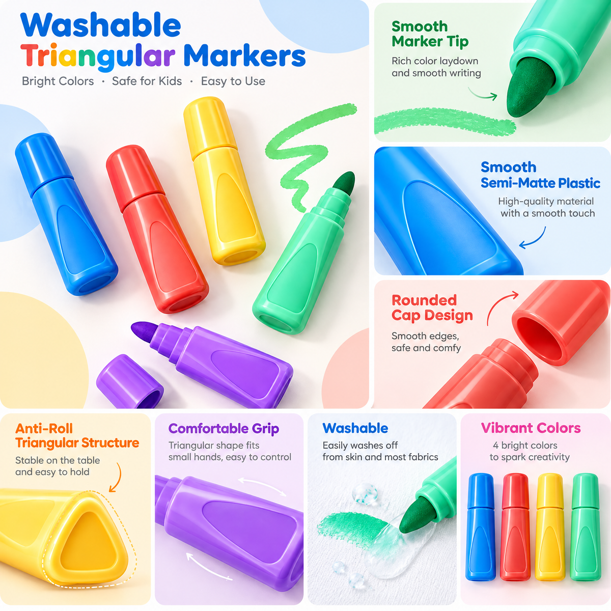 Meralnore™ Colorful Jumbo Art Markers