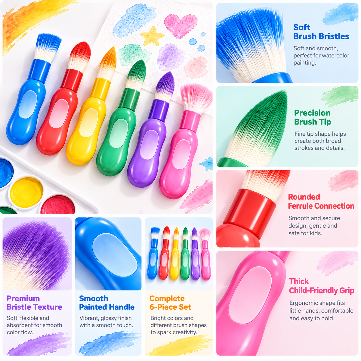 Meralnore™ Easy-Grip Kids Paint Brushes