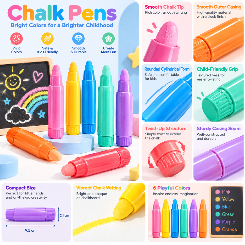 Meralnore™ Washable Chalk-Style Color Sticks
