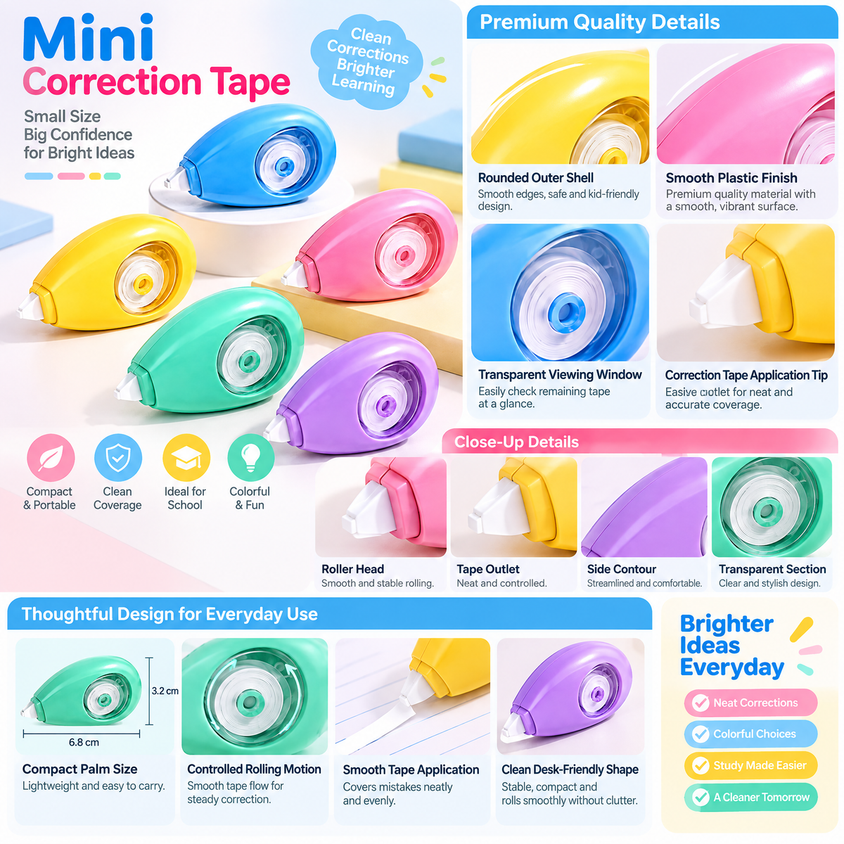 Meralnore™ Compact Correction Tape Set